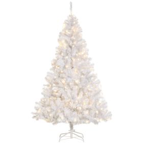 HOMCOM 6ft White Christmas Tree Pre Lit PVC with Metal Stand 250 Warm White LED 1000 Tips for Home Decoration HOMCOM 6ft White Christmas Tree Pre Lit PVC with Metal Stand 250 Warm White LED 1000 Tips for Home Decoration