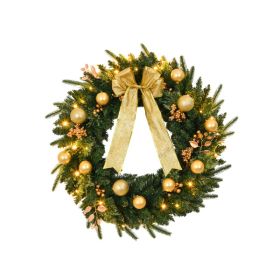 24in Pre-lit Battery Powered Christmas Wreath with Remote, Lighted Artificial Xmas Wreath with 50 Warm Lights and 120 PVC Tips and Ornaments 24in Pre-lit Battery Powered Christmas Wreath with Remote, Lighted Artificial Xmas Wreath with 50 Warm Lights and 120 PVC Tips and Ornaments