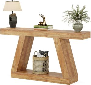 Console Table, 55-Inch Rustic Sofa Table with Storage, Industrial Wooden Entryway Table Console Table, 55-Inch Rustic Sofa Table with Storage, Industrial Wooden Entryway Table